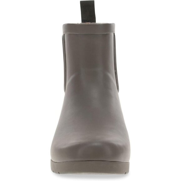 Women’s Brown Waterproof Plush Lined Slip On Rain Ankle Slim Chelsea Boots - Picture 2 of 13